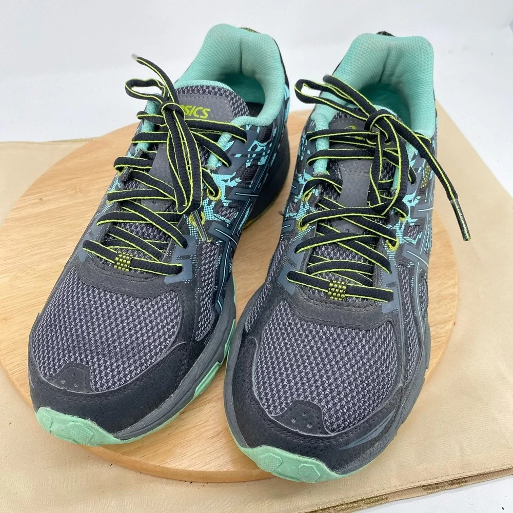 Asics Womens Gel Venture 6 T7G6N Black Teal Road Running Shoes Size 9.5